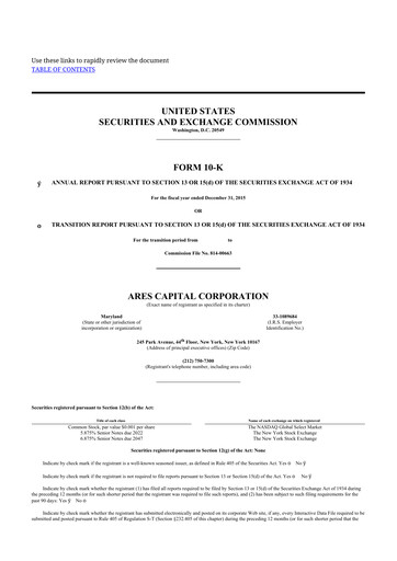 Thumbnail Ares Capital
 10-K Annual Report 