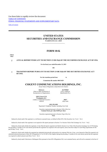 Thumbnail Cogent Communications
 10-K Annual Report 2015