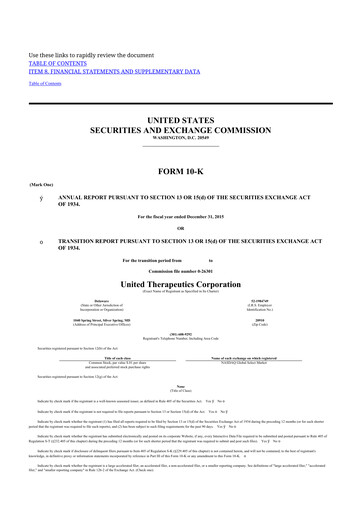 Thumbnail United Therapeutics 10-K Annual Report 2015