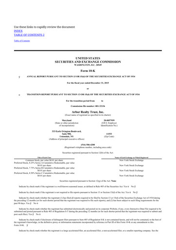 Thumbnail Arbor Realty Trust
 10-K Annual Report 2015