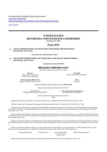 Thumbnail Bruker 10-K Annual Report 2015