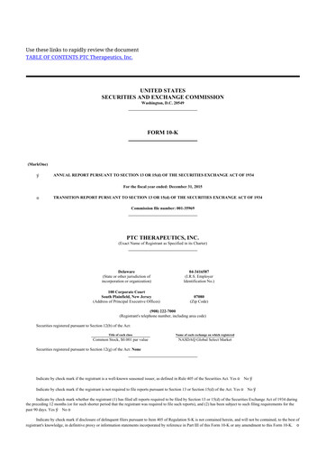 Thumbnail PTC Therapeutics
 10-K Annual Report 2015