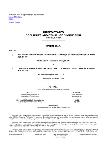 Miniature HP 10-Q Rapport trimestriel 2016 
