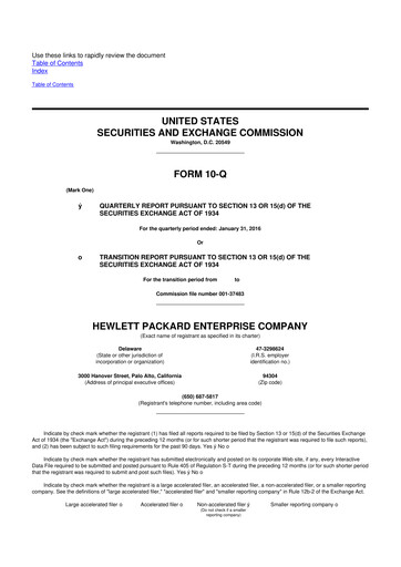 Thumbnail Hewlett Packard Enterprise 10-Q Quarterly Report FY2016 