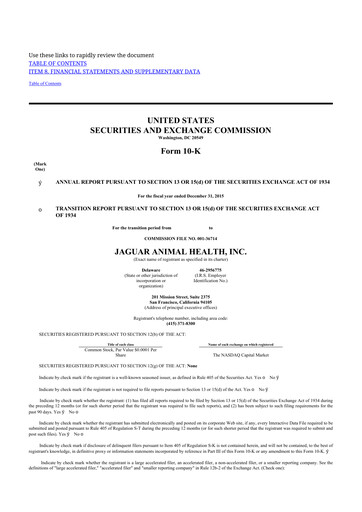 Thumbnail Jaguar Health 10-K Annual Report 2015