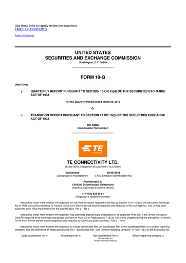 Thumbnail TE Connectivity
 10-Q Quarterly Report FY2016 