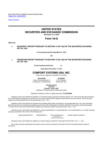 Thumbnail Comfort Systems USA 10-Q Quarterly Report FY2016 