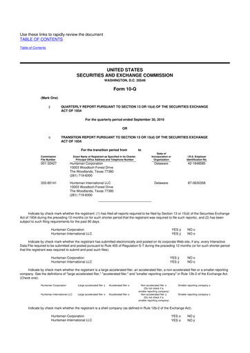Vorschaubild Huntsman Corporation
 10-Q Quartalsbericht 2016 