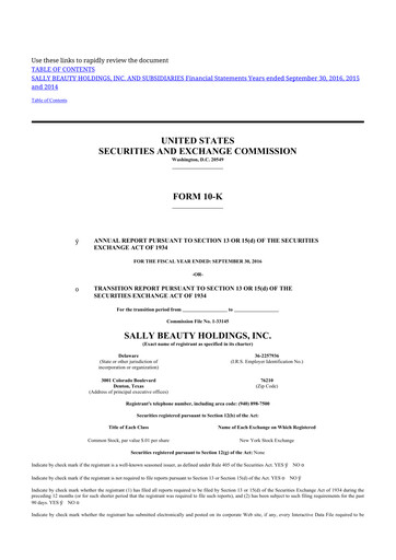 Thumbnail Sally Beauty Holdings 10-K Annual Report 2016