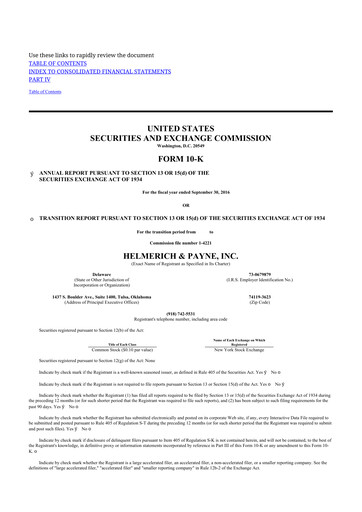 Thumbnail Helmerich & Payne

 10-K Annual Report 2016