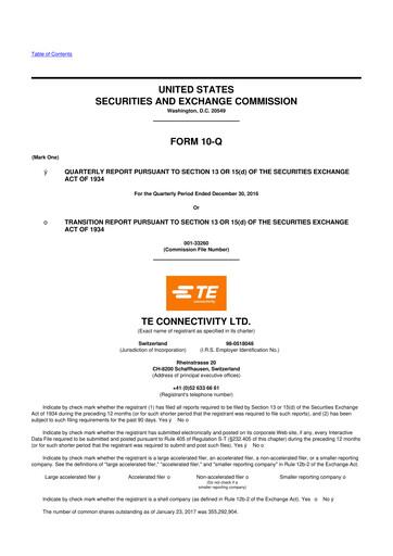 Thumbnail TE Connectivity
 10-Q Quarterly Report FY2017 