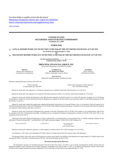 Thumbnail Principal Financial Group 10-K Annual Report 2016