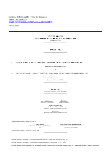 Thumbnail Twilio 10-K Annual Report 2016