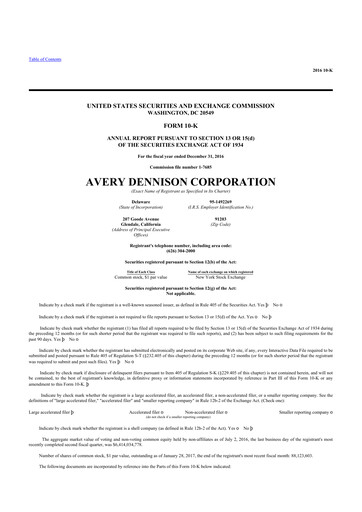 Thumbnail Avery Dennison
 10-K Annual Report 2016