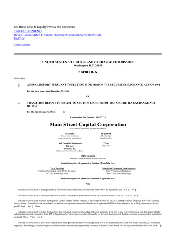 Thumbnail Main Street Capital
 10-K Annual Report 