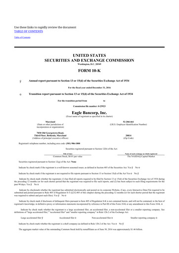 Thumbnail Eagle Bancorp 10-K Annual Report 2016