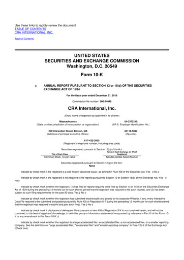 Vorschaubild CRA International
 10-K Jahresbericht 
