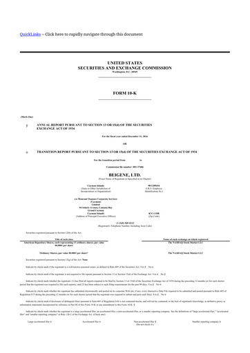 Thumbnail BeOne Medicines 10-K Annual Report 2016