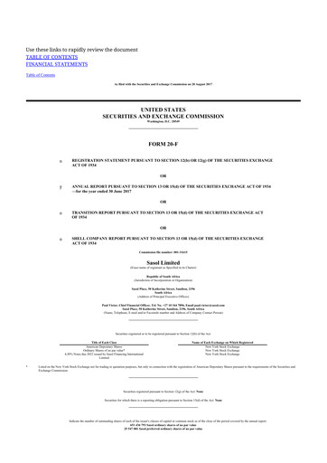 Thumbnail Sasol 20-F Annual Report 