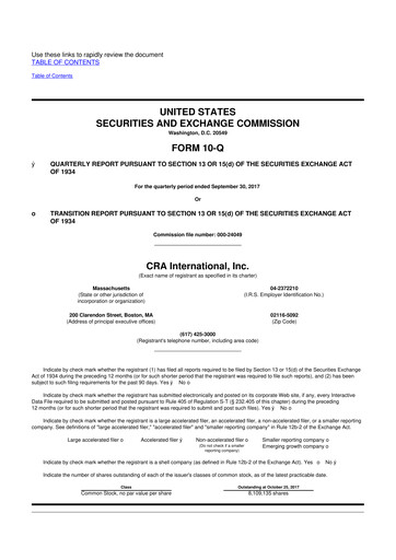 Vorschaubild CRA International
 10-Q Quartalsbericht 2017 
