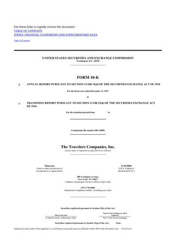 Thumbnail The Travelers Companies 10-K Annual Report 2017
