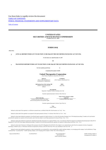 Thumbnail United Therapeutics 10-K Annual Report 2017