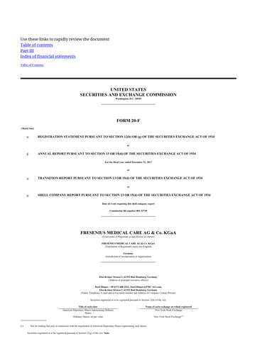 Thumbnail Fresenius Medical Care 20-F Annual Report 2017