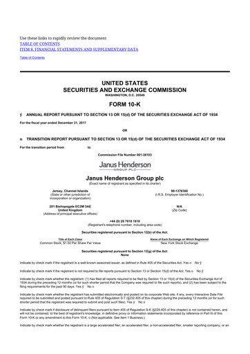 Thumbnail Janus Henderson
 10-K Annual Report 2017