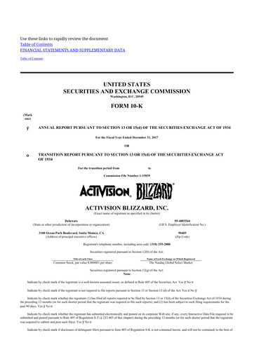 Thumbnail Activision Blizzard 10-K Annual Report 2017