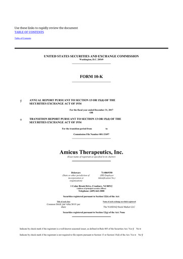 Thumbnail Amicus Therapeutics
 10-K Annual Report 2017