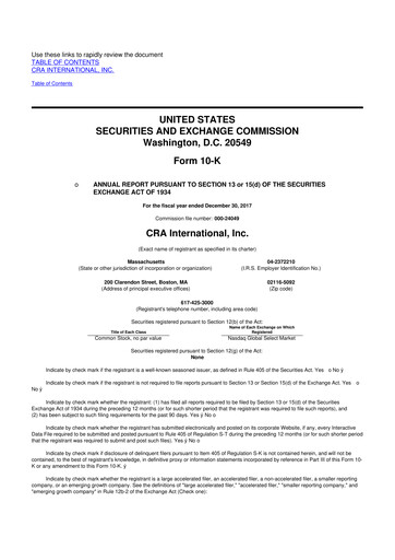 Vorschaubild CRA International
 10-K Jahresbericht 