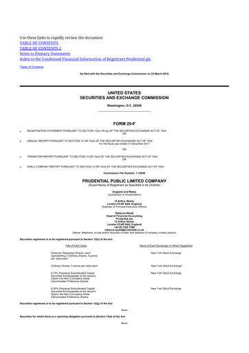 Thumbnail Prudential 20-F Annual Report 