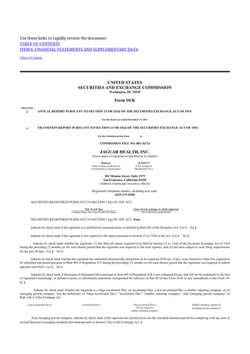 Thumbnail Jaguar Health 10-K Annual Report 2017