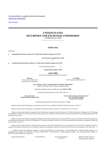 Thumbnail AAR 10-K Annual Report 2018