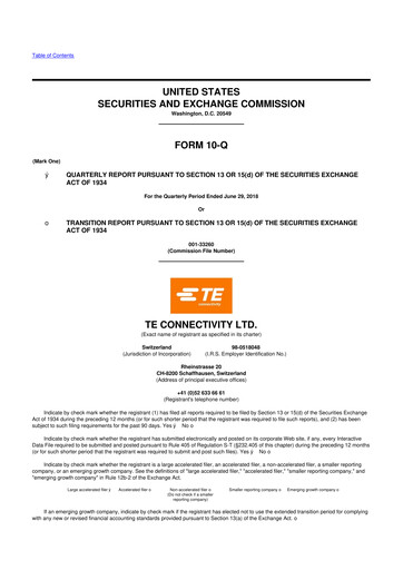 Thumbnail TE Connectivity
 10-Q Quarterly Report FY2018 