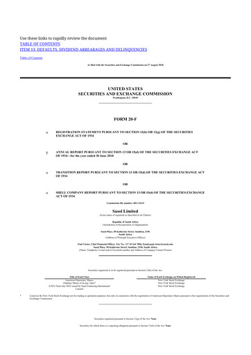 Thumbnail Sasol 20-F Annual Report 