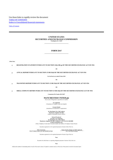 Thumbnail Manchester United
 20-F Annual Report 2018