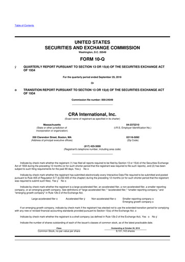 Vorschaubild CRA International
 10-Q Quartalsbericht 2018 