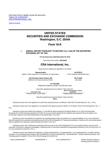 Vorschaubild CRA International
 10-K Jahresbericht 