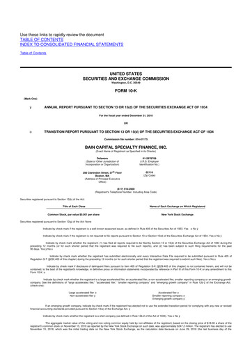 Thumbnail Bain Capital Specialty Finance
 10-K Annual Report 