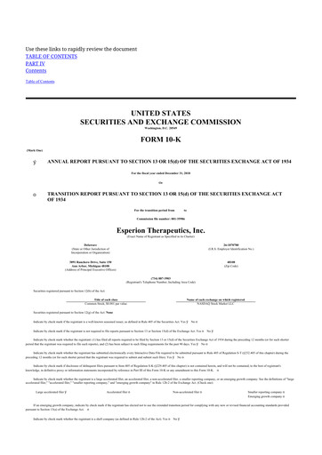 Miniature Esperion Therapeutics 10-K Rapport annuel 2018