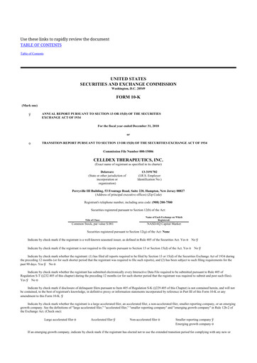 Thumbnail Celldex Therapeutics 10-K Annual Report 2018