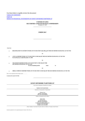 Thumbnail KNOT Offshore Partners 20-F Annual Report 2018