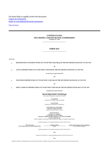 Thumbnail Manchester United
 20-F Annual Report 2019