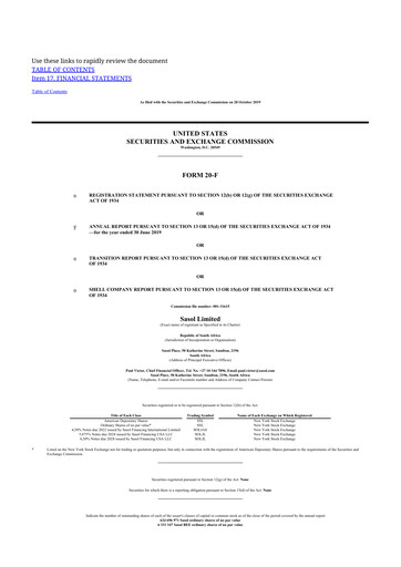 Thumbnail Sasol 20-F Annual Report 2019