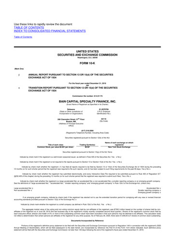 Thumbnail Bain Capital Specialty Finance
 10-K Annual Report 