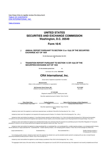 Vorschaubild CRA International
 10-K Jahresbericht 