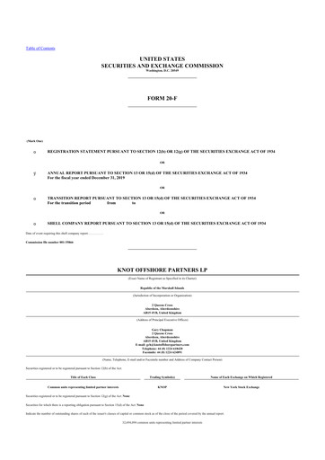 Thumbnail KNOT Offshore Partners 20-F Annual Report 2019