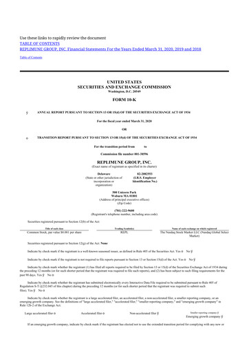 Thumbnail Replimune

 10-K Annual Report 2019