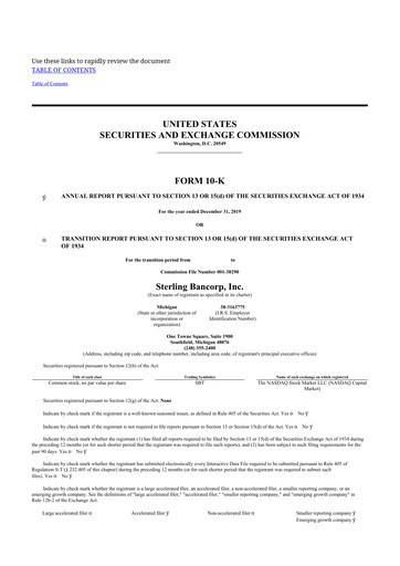 Thumbnail Sterling Bancorp 10-K Annual Report 2019